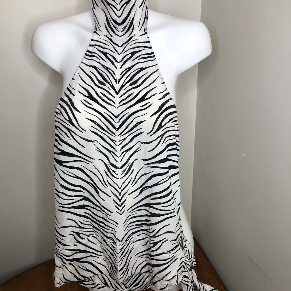 HAUTE HIPPIE SWAN BLACK HALTER OPEN BACK TOP XS NWT B1